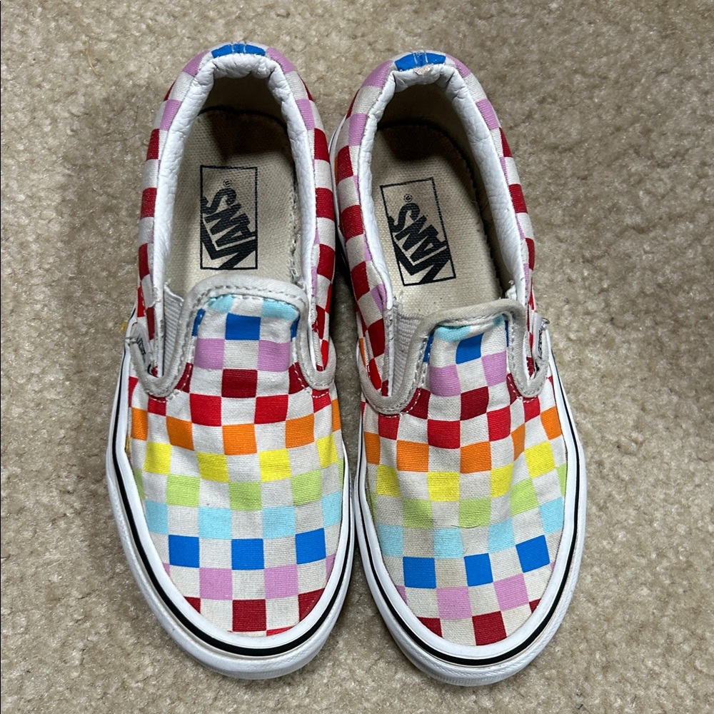 Vans Kids Colorful Checkered Slip-On Sneakers